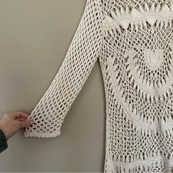 Le Moda Women L Boho Sweater Cottagecore Hippie Coconut Girl Fisherman Crochet - Picture 6 of 10